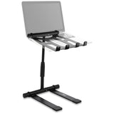 Portable Folding Laptop Stand - Standing Table with Adjustable Angle, Foldable Height and Four Prong Anti-Slip Tray for iPad