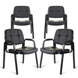 CLATINA Waiting Room Guest Chair with Bonded Leather Padded Arm Rest for Office Reception and Conference Desk Black 4 Pack