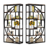 Tribesigns Bookshelf, Industrial 5-Tier Etagere Bookcase, 70.8" Tall Bookshelf with 8 Storage Shelf, Book Shelf Display Tack Shelving Unit for Home Office (Rustic Brown, 2PC)