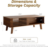 MAISONARIA Living Room Table Sets of 2, Mid Century Coffee Table & Dresser TV Stand, Sliding Door Coffee Table with Storage, Modern TV Stand for Bedroom, Living Room, Walnut