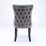 MOOLSUN Velvet Dining Chairs Set of 4, High Back Side Chairs, Modern Padded High-End Tufted Upholstered Chairs with Button-Tufted Back & Rear Pull Tabs, Solid Wood Legs D-Gray(Solid Wood Legs)