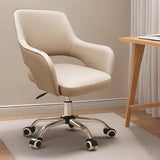 Leather Desk Gaming Chairs with Wheels Home Office Chair Ergonomic with Arms Upholstered Executive Task Chair Swivel Rolling Vanity Chairs for Office,Study,Bedroom(Khaki)