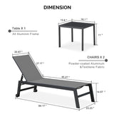 PURPLE LEAF Patio Chaise Lounge Set of 2 with Wheels, Adjustable, Gray