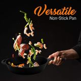 NutriChef Pre-Seasoned Cast Iron Skillets - 3 Pieces Cast Iron Cookware Set w/Drip Spout and Scraper - Compatible with Induction