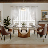 POVISON 94" Hobart Modern Dining Table for 10, Rectangle Sintered Stone Dining Table, Glossy Pandora Dining Room Table with Sintered Stone Tabletop, Bronze Carbon Steel Base (Table Only)