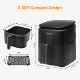 Tastee Air Fryer Lite, 8-in-1 Compact 5.5QT Oven with Single-Sensor Smart Probe, 450°F Digital Dehydrator, 24 One-Touch Presets