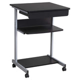 Mobile Computer Desks with Keyboard Tray, Printer Shelf and Monitor Stand Small Space Home Office Furniture