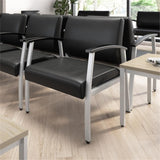 Waiting Room Guest Chair with Arms in Light Gray Vinyl, Reception Area Seating for Office and Lobby Bush Furniture