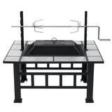 Fire Pit Table for Outside 37 Inch Square Firepits with Grill Large Wood Burning Heavy Duty Steel BBQ Bonfire Pit Garpans