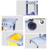 This Janitor-Housekeeping Cart on Wheels Commercial Cleaning Cart Janitorial Cart Heavy Duty Cleaning Utility Service Cart for Catering Mall Hotel Office,Gray