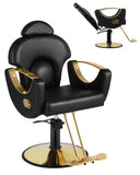 MIMWOW Salon Barber Chair, Reclining Salon Chair for Hair Stylist, Hair Salon Chair with Heavy Duty Hydraulic Pump, 360 Swivel Styling Braiding Hairdresser Chair for Home Barbershop, Black Gold