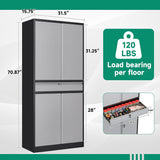 Metal Garage Storage Cabinet with Drawer,4 Door Tool Cabinet with Lock-2 Adjustable Shelves for Garage Home Office Utility Room (Black & Gray)