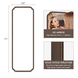 WallBeyond Full Length Mirror Wall Mounted 71"x24", Rustic Wooden Frame Floor Mirror, Large Full Body Mirror for Bedroom, Leaning or Hanging Against Wall (Walnut Solid Wood)