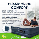 Serta Queen TPU Perfect Sleeper Air Mattress | Queen 18” | TPU Construction | Slumbertouch Knit Topper - Edge Protection | Air Mattress with Built-in Air Pump