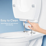 SAMODRA Raised Toilet Seat Riser Round, White, 3 Inch High Elevated Toilet Seat for Seniors, Soft Close, Easy Install & Clean (Round)