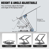 RGB Laptop Stand for Desk, Adjustable Ergonomic Laptop Riser with 360° Rotating Base