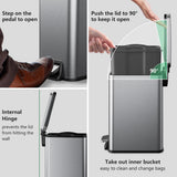 Trash Can with Lid Soft Close, 1.6 Gallon Stainless Steel Garbage Can with Removable Inner Bucket
