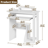 30" Small Computer Desk with Keyboard Tray Monitor Stand, Study Writing Desk with Storage Shelves