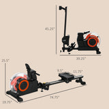 Soozier Water Rowing Machine for Home, Foldable Rower Machine with Adjustable Resistance, Wheels, LCD Monitor and Tablet Holder, 264lbs Weight Capacity, Red
