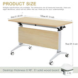 12 Person Folding Conference Table, 47.2in Mobile Meeting Training Table with Silent Wheels, Foldable for Offices, Classrooms, Libraries