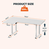 FitStand 71x43'' 4 Leg Large L-Shape Standing Desk,Electric Desk for Home