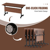 Modular Foldable Conference Table Stackable Flip Top Training Meeting Table with Wheels