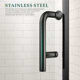 Pivot Shower Door,34 in. W x 72 in. H Hinged Single Panel Swing Glass Shower Door with SGCC 1/4" Clear Tempered Glass Reversible Installation Matte Black Handle Glass Door