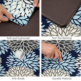 Kitchen Mats Set of 2 Cushioned Anti Fatigue Kitchen Rugs Non Slip Waterproof Kitchen Runner Memory Foam Floor Mat Comfort Standing Mat for Sink,Office,Laundry, Navy Yellow