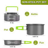 20Pcs Camping Pots and Pans Set for Outdoor Cooking - Backpacking Camp Cookware Mess Kit, Camp Kitchen Utensil Set Wesqunie