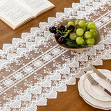 Lace Table Runner Exquisite Embroidery Floral,UWWGKK Table Runners with Tassel Retro French Country Style,for Wedding Decor,Afternoon Tea,Bed Runner,Piano Top Cover,13x82 Inch