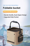 Collapsible Fishing Bucket 3.7 Gallon/14L - Portable Folding Live Bait Bucket with Aerator Pocket, Rope & Net for Live Fish & Shrimp, Kayak, Camping, Hiking