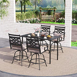 Sophia & William Patio Bar Stools Outdoor Swivel Bar Chairs Set of 6 High Dining Chairs with Seat Cushion, Beige