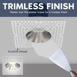LUXRITE 1-Inch LED Trimless Recessed Spotlight with Nickel Reflector Trim Replacement 10W 850LM, 2700K-5000K, 38° Beam Angle, Dimmable, Push-n-Lock, CRI90, Damp & IC Rated ETL White + Nickel (4 Pack)