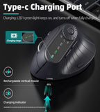 IDJXNXYDH Rechargeable Vertical Ergonomic Wireless Mouse Multi Device 2.4G Bluetooth 3 Mode Silent Office Mouse with LED Display Multifunction Buttons for Laptop PC Mac Tablet