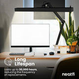 Neatfi 3,000 Lumens Ultra LED Desk Lamp with Clamp, 30W Dimmable Monitor Light, 5 Brightness Levels & 5 Light Modes (Black, 28 Inches with Metal Arm)