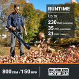WORX Nitro WG572 80V Cordless Leaf Blower, Backpack Blower with 800CFM & 150MPH, 4 Batteries & Basecamp Charger Included