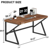 IBF Solid Real Wood Desk, Minimalist 47” Natural Wood Computer Desk, Rustic Desk for Home Office Writing Study