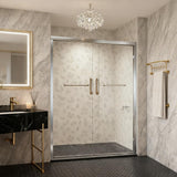 Brushed Nickel Shower Partition, 60x67 Inch Double-Sided Tempered Glass Door, Anti Fingerprint Finish, Ultra Quiet Sliding System, Vertical Shower Room Safety Explosion-Proof Glass