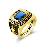 Oseew 2027 Personalized Men's Square Class Graduation Ring (Yellow Gold)