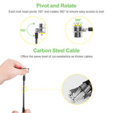 LORADAR Daul Head Twin Cable Lock Lock for Laptops，Monitor 3 Keys 6.7Foot Lock Two Devices At The Same Time