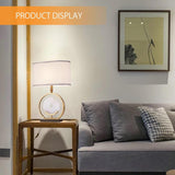 YUJUNDZSW 24” Tall Gold Modern Metal Table Lamp with Rectangular Fabric Shade and Marble Black Base Simple Desk Lamp