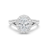 MSBLUE® Size 6.5 2ct Oval Cut Moissanite Engagement Ring, Rhodium Plated