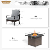 Sophia & William Metal Patio Furniture Set with Fire Pit Table, 5 Pieces