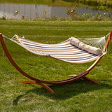 Sunnydaze Outdoor Hammock with Spreader Bar - 450-Pound Capacity Curved Spreader Bar Hammock - Calming Desert