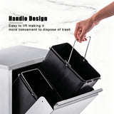 Stainless Steel Pull-Out Under-Cabinet Trash Can with Dual Compartments, Hidden Waste Bin, Non-Slip Feet, Perfect for Kitchen Sink Base Cabinet (11.22" x 17.51" x 5.9")