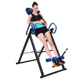 ChronosGear 330.7lbs Load Capacity Inversion Table, Adjustable Ab Trainer Machine with 4 Inverted Gear, Strength Training Inversion Equipment for All Ages from 4.27-6.07ft in Height (Black+Blue)