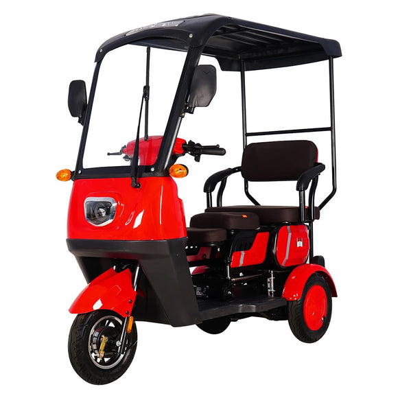 DXTSH MT H40 Passenger Electric Golf Cart Elderly Scooters, 3-Wheel Electric Vehicles, Disabled Scooters (MT-H40-Red 60V20AH)