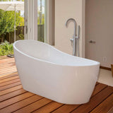 WOODBRIDGE 67" Acrylic Freestanding Bathtub Contemporary Soaking White Tub with Chrome Overflow and Drain