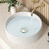 KES Bathroom Vessel Sink, 16 Inch Small Vessel Sink for Bathroom, Round Bowl Sink White Above Counter, RV Sink, Countertop Modern Sinks for Cabinet Lavatory Vanity Porcelain Ceramic, BVSC129