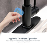 Arofa Black Touchless Bathroom Faucets, Kitchen Faucet with Pull Down Sprayer, Smart Motion Sensor Kitchen Sink Faucet, Stainless Steel Single Handle Kitchen Faucet, Matte Black